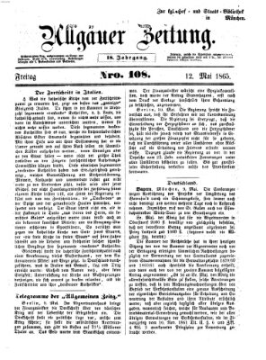 Allgäuer Zeitung Freitag 12. Mai 1865