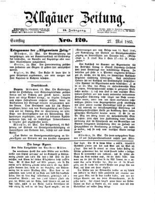 Allgäuer Zeitung Samstag 27. Mai 1865