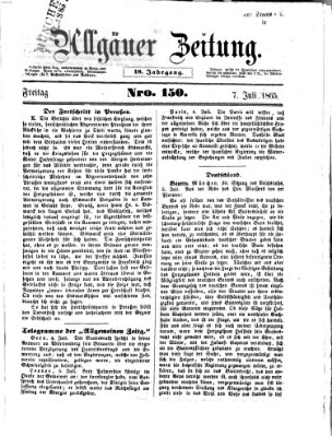 Allgäuer Zeitung Freitag 7. Juli 1865