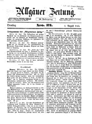 Allgäuer Zeitung Dienstag 1. August 1865