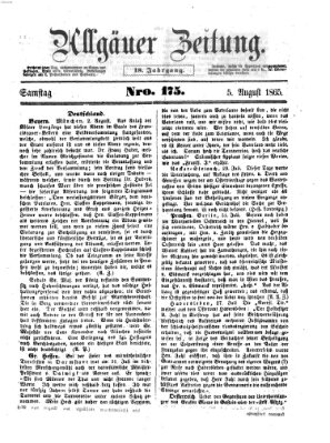 Allgäuer Zeitung Samstag 5. August 1865