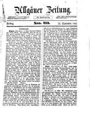 Allgäuer Zeitung Freitag 22. September 1865