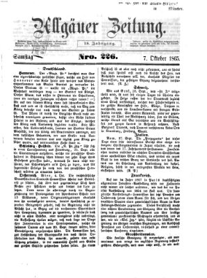 Allgäuer Zeitung Samstag 7. Oktober 1865