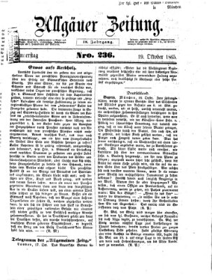 Allgäuer Zeitung Donnerstag 19. Oktober 1865