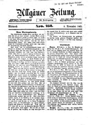Allgäuer Zeitung Mittwoch 8. November 1865