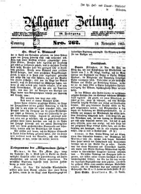 Allgäuer Zeitung Sonntag 19. November 1865