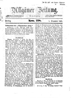 Allgäuer Zeitung Freitag 8. Dezember 1865