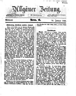 Allgäuer Zeitung Mittwoch 10. Januar 1866
