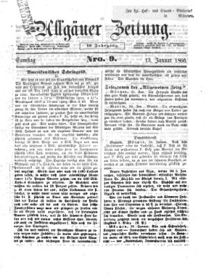 Allgäuer Zeitung Samstag 13. Januar 1866
