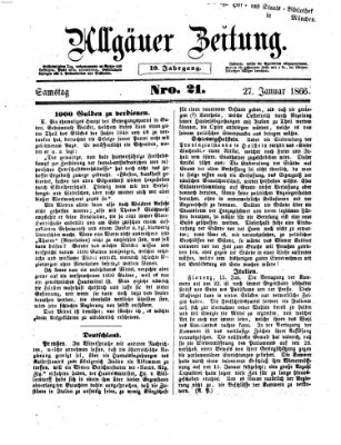 Allgäuer Zeitung Samstag 27. Januar 1866