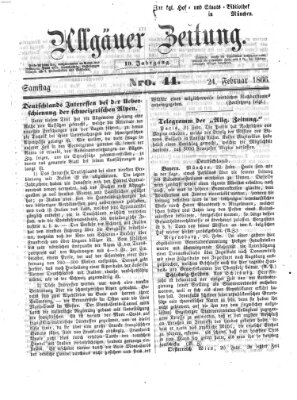 Allgäuer Zeitung Samstag 24. Februar 1866