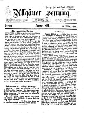 Allgäuer Zeitung Freitag 16. März 1866