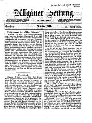 Allgäuer Zeitung Samstag 21. April 1866