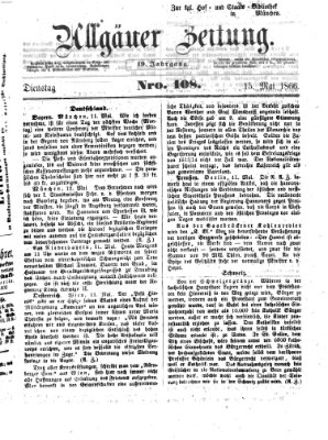 Allgäuer Zeitung Dienstag 15. Mai 1866