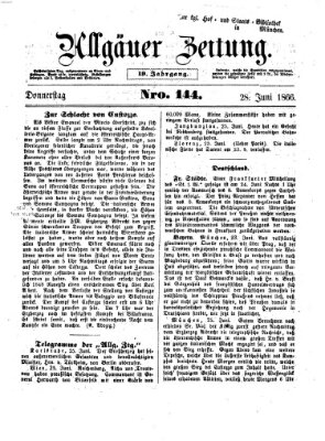 Allgäuer Zeitung Donnerstag 28. Juni 1866