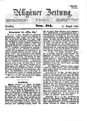 Allgäuer Zeitung Samstag 18. August 1866