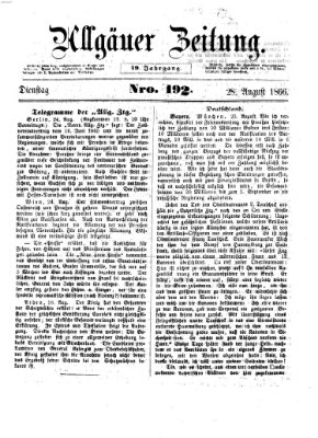 Allgäuer Zeitung Dienstag 28. August 1866