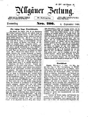 Allgäuer Zeitung Donnerstag 6. September 1866