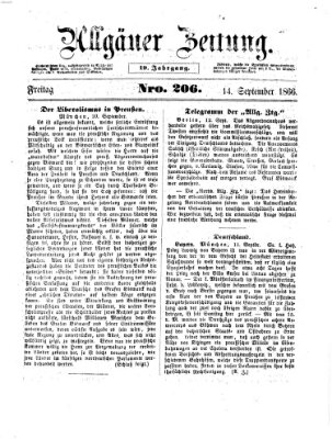 Allgäuer Zeitung Freitag 14. September 1866
