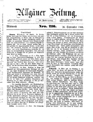 Allgäuer Zeitung Mittwoch 26. September 1866