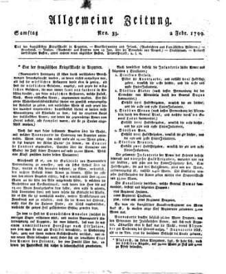 Allgemeine Zeitung Samstag 2. Februar 1799