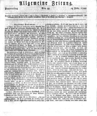 Allgemeine Zeitung Donnerstag 14. Februar 1799