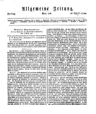 Allgemeine Zeitung Freitag 26. April 1799