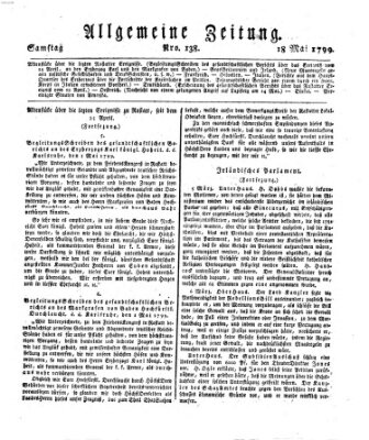 Allgemeine Zeitung Samstag 18. Mai 1799
