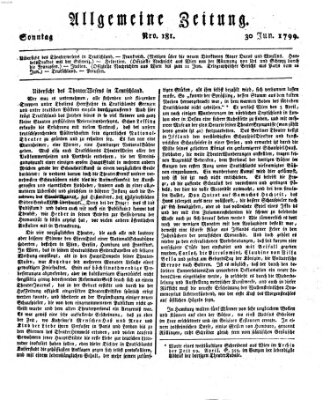 Allgemeine Zeitung Sonntag 30. Juni 1799