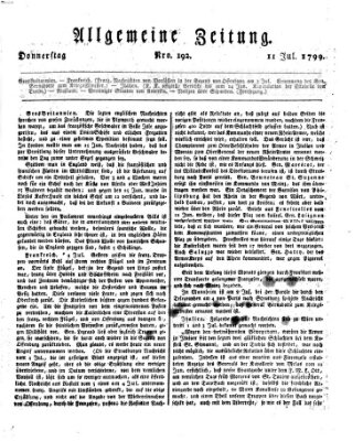 Allgemeine Zeitung Donnerstag 11. Juli 1799