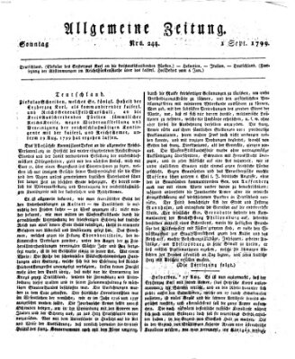 Allgemeine Zeitung Sonntag 1. September 1799