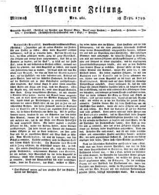 Allgemeine Zeitung Mittwoch 18. September 1799