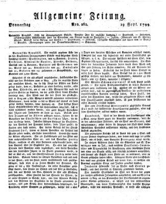 Allgemeine Zeitung Donnerstag 19. September 1799
