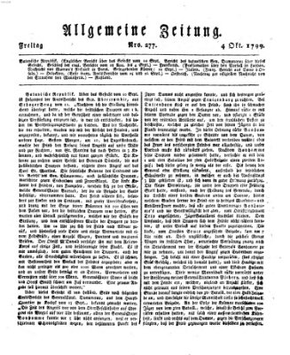 Allgemeine Zeitung Freitag 4. Oktober 1799