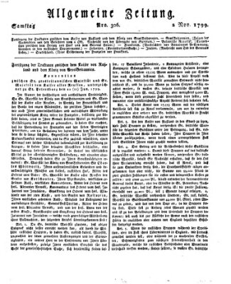 Allgemeine Zeitung Samstag 2. November 1799