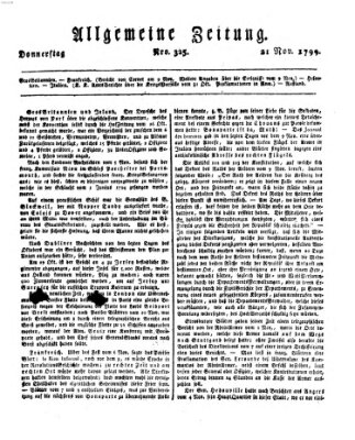 Allgemeine Zeitung Donnerstag 21. November 1799