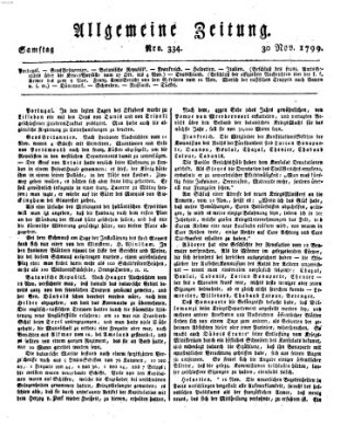 Allgemeine Zeitung Samstag 30. November 1799