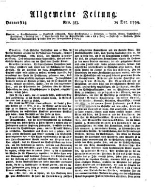 Allgemeine Zeitung Donnerstag 19. Dezember 1799