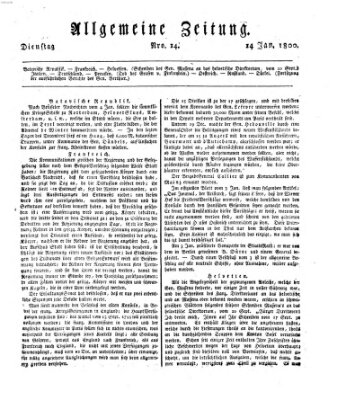 Allgemeine Zeitung Dienstag 14. Januar 1800