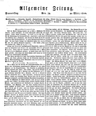 Allgemeine Zeitung Donnerstag 20. März 1800
