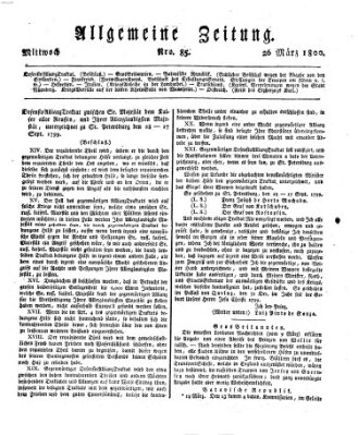 Allgemeine Zeitung Mittwoch 26. März 1800
