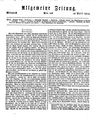 Allgemeine Zeitung Mittwoch 16. April 1800