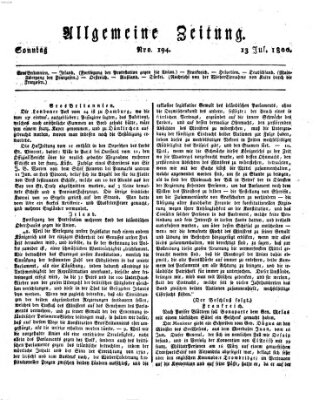 Allgemeine Zeitung Sonntag 13. Juli 1800