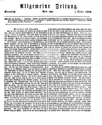 Allgemeine Zeitung Sonntag 7. September 1800