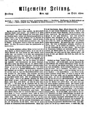 Allgemeine Zeitung Freitag 12. September 1800