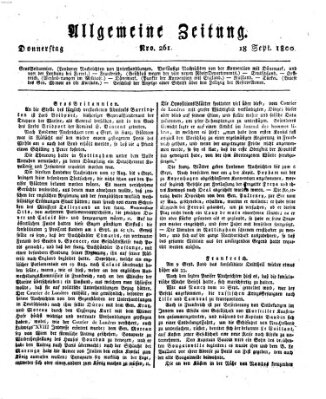 Allgemeine Zeitung Donnerstag 18. September 1800
