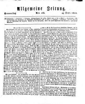 Allgemeine Zeitung Donnerstag 25. September 1800