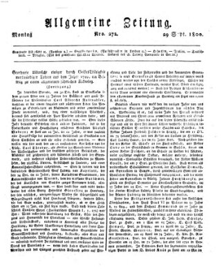 Allgemeine Zeitung Montag 29. September 1800