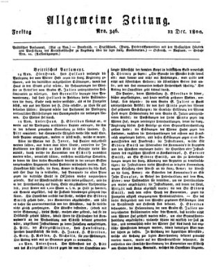 Allgemeine Zeitung Freitag 12. Dezember 1800