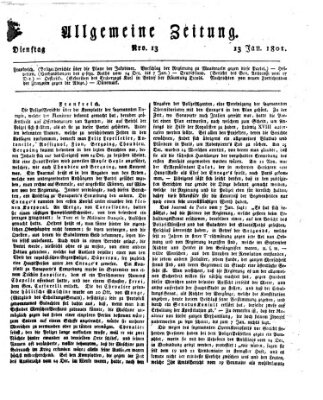 Allgemeine Zeitung Dienstag 13. Januar 1801